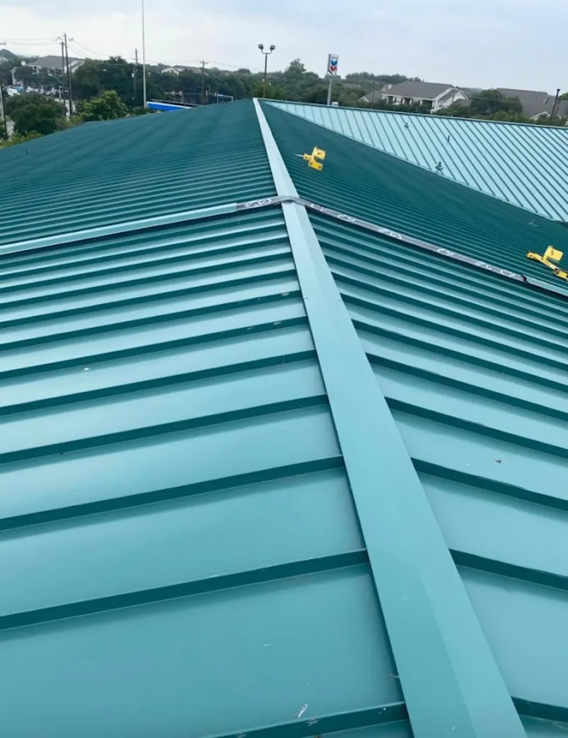 Green commercial metal roof ridge and valley for Metal Roof Repair in Baltimore Highlands
